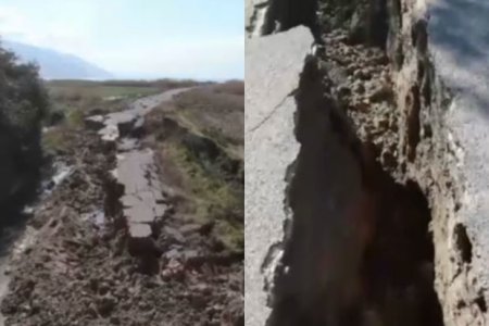 В Турции в результате землетрясения раскололась дорога - ВИДЕО