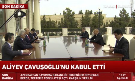 İlham Əliyev və Mövlud Çavuşoğlunun görüşü “Haber Global”da