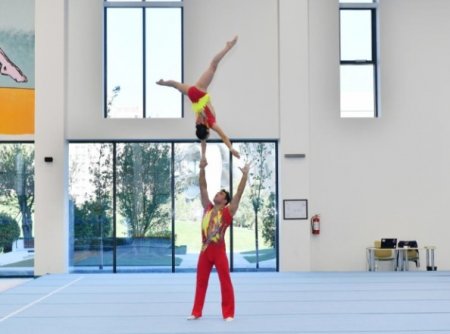 Prezident ailəsi ilə birlikdə Milli Gimnastika Arenasının yeni binasında - FOTO