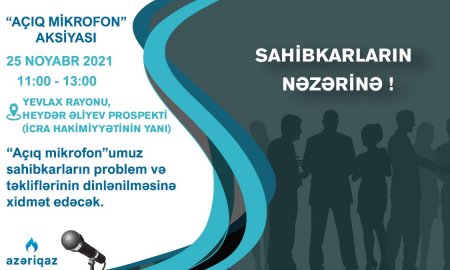 "AZƏRİQAZ" İB YEVLAX SAHİBKARLARININ PROBLEMİNİ DİNLƏYƏCƏK