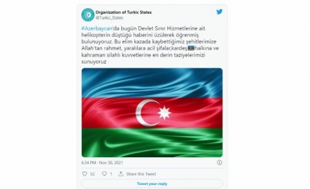 Türk Dövlətləri Təşkilatı Azərbaycana başsağlığı verib