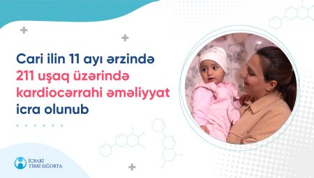 Cari ilin 11 ayı ərzində 211 uşaq üzərində kardiocərrahi əməliyyat icra olunub