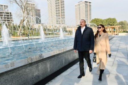 Prezident və xanımı Nizami Gəncəvi parkının açılışında - FOTOLAR