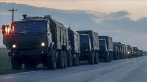Atəşkəs prosesindən sonra Rusiya ordusunun zirehli maşın karvanı Donbas istiqamətində -