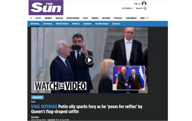 “The Sun” Ermənistan Prezidentinin mədəniyyətsizliyindən yazdı