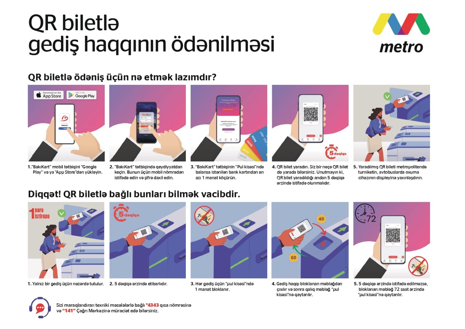 Metropolitendə gediş haqqını QR biletlə ödəmə imkanı yaradılır