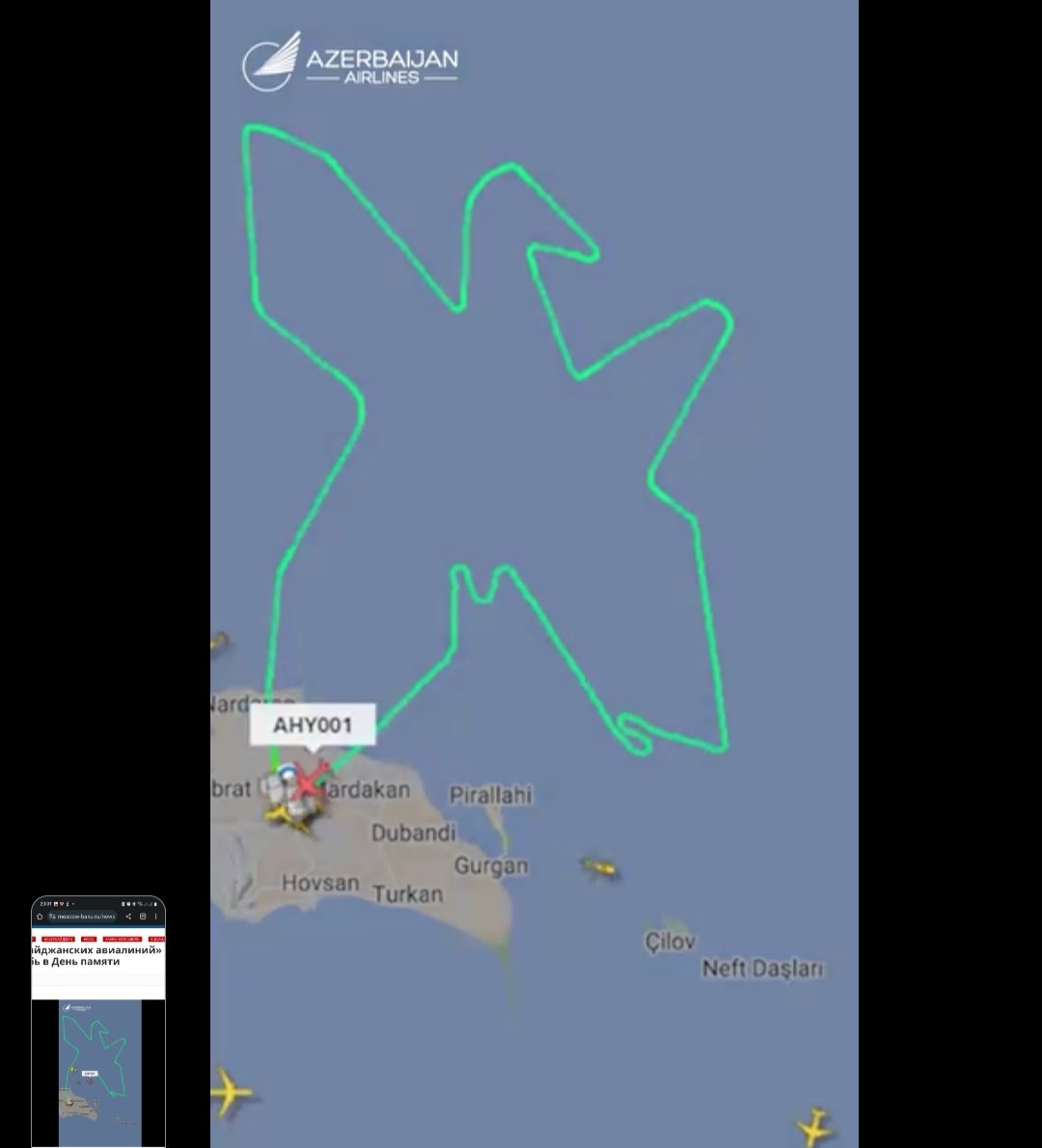 Azərbaycan Hava Yollarına məxsus təyyarə Anım Günündə səmada Xarıbülbülü təsvir edib - Video