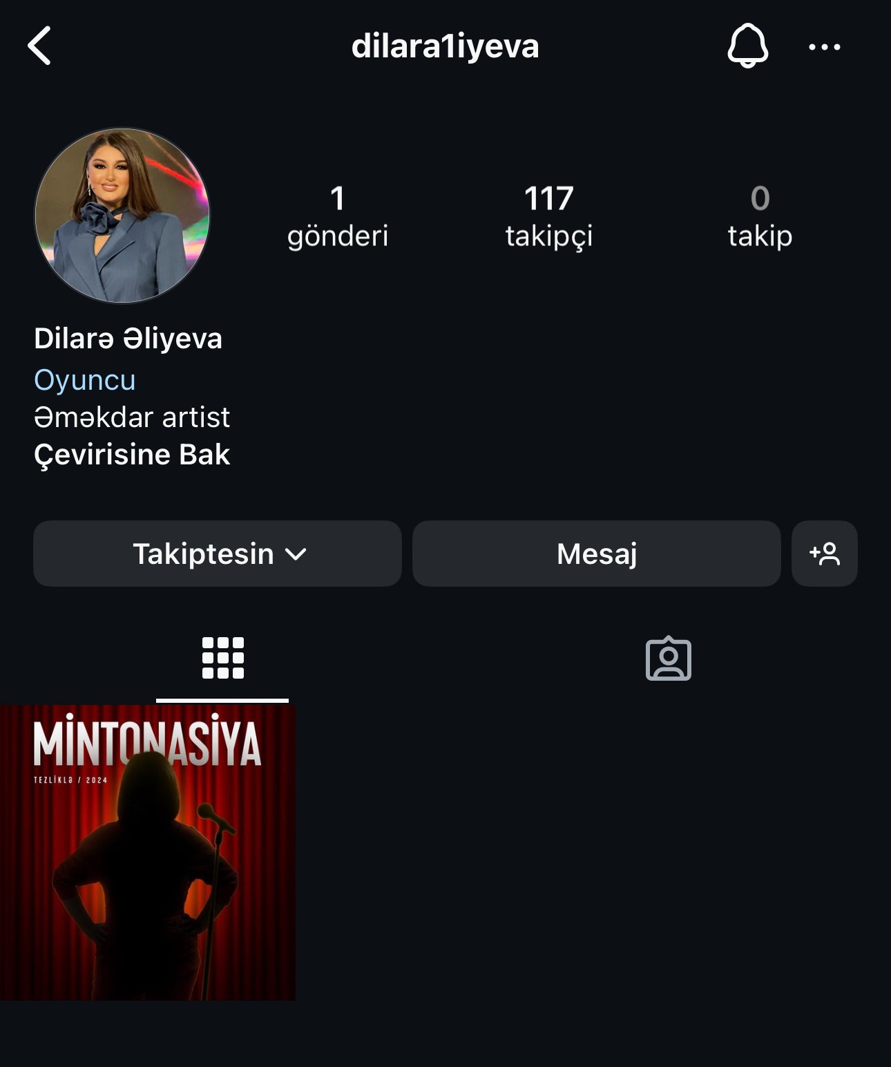 Əməkdar artist Dilarə Əliyeva illər sonra instaqrama qatılıb