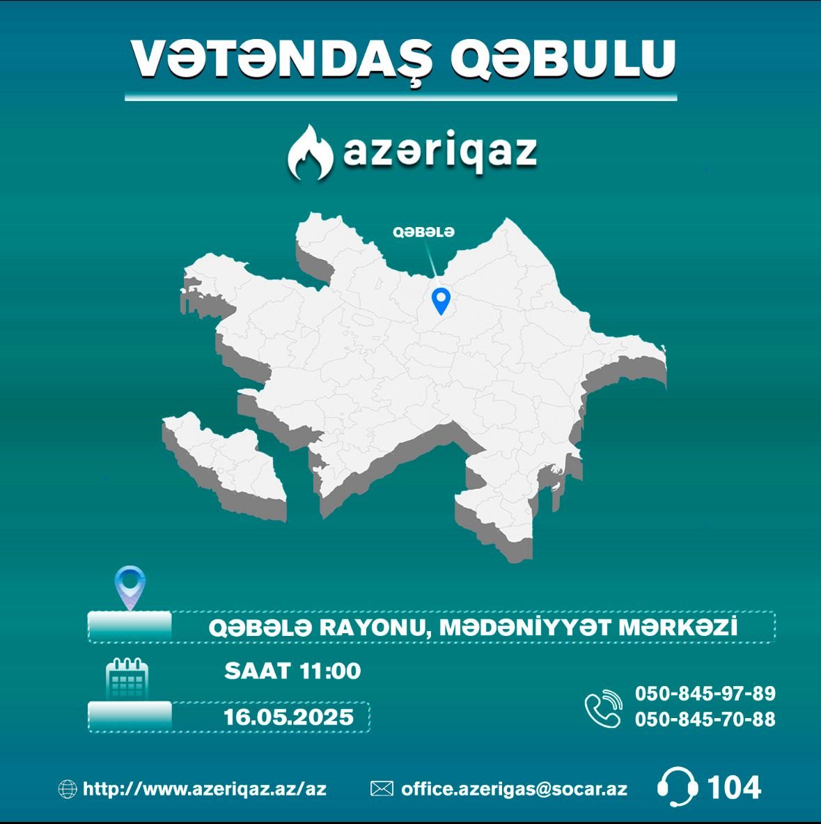 SOCAR-ın "Azəriqaz" İB rəhbərliyinin növbəti vətəndaş qəbulu Qəbələdə baş tutacaq