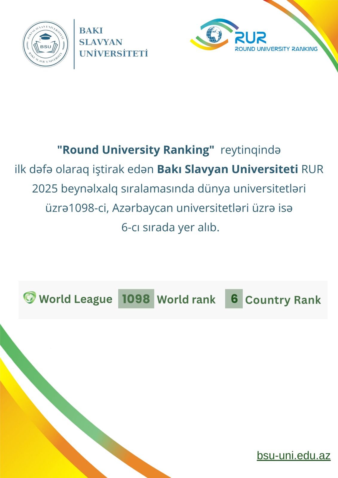 BSU beynəlxalq reytinqdə uğur qazanıb!