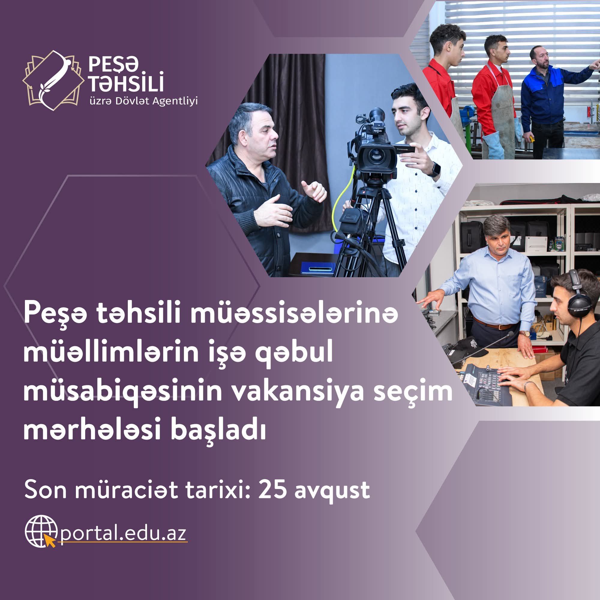 Peşə təhsili müəssisələrinə ixtisas fənn müəllimlərinin və istehsalat təlimi ustalarının işə qəbul müsabiqəsinin vakansiya seçimi mərhələsinə start verilir
