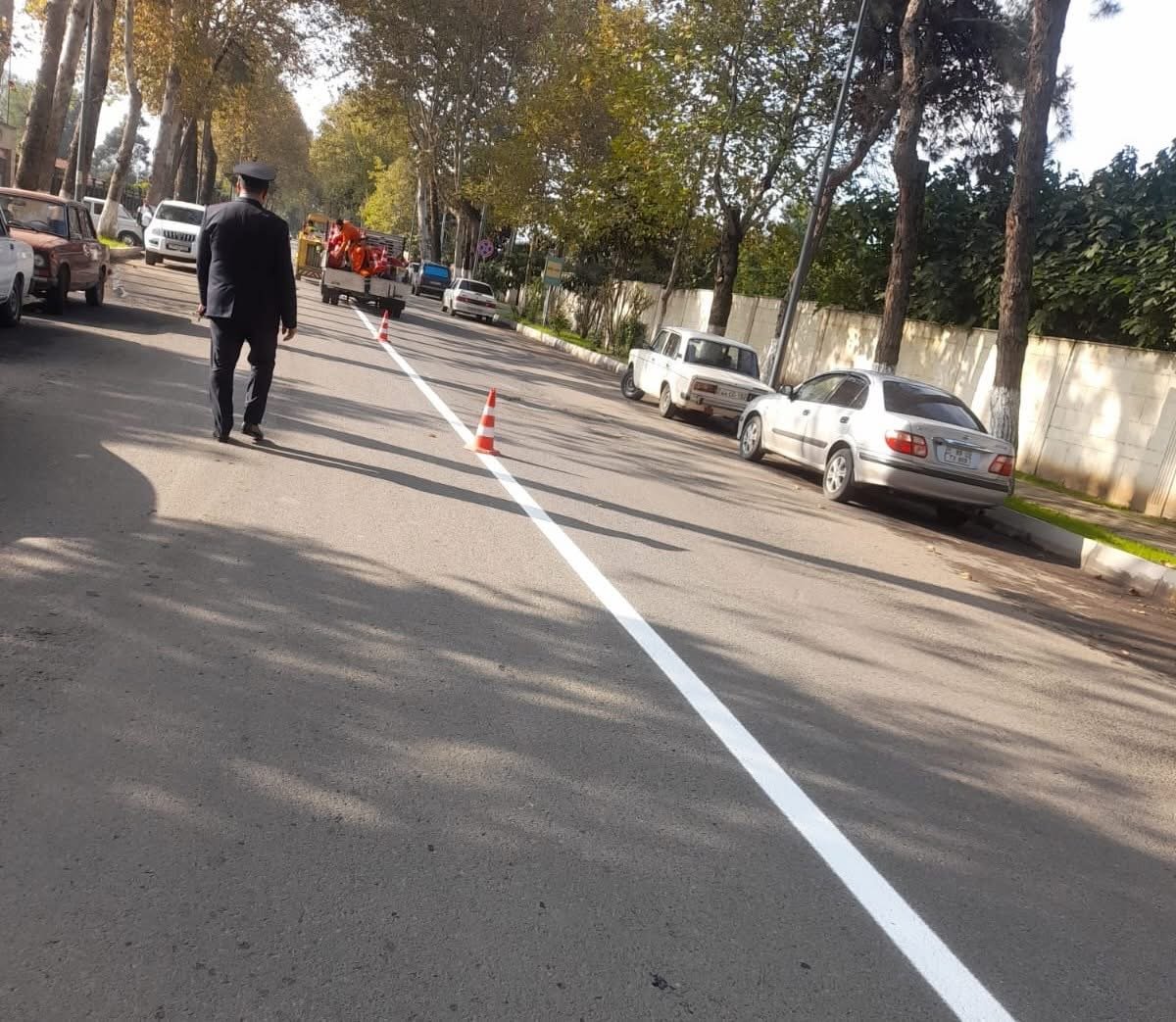 Masallıda yenilənən yollar hərəkət nişanları ilə təmin olunub.