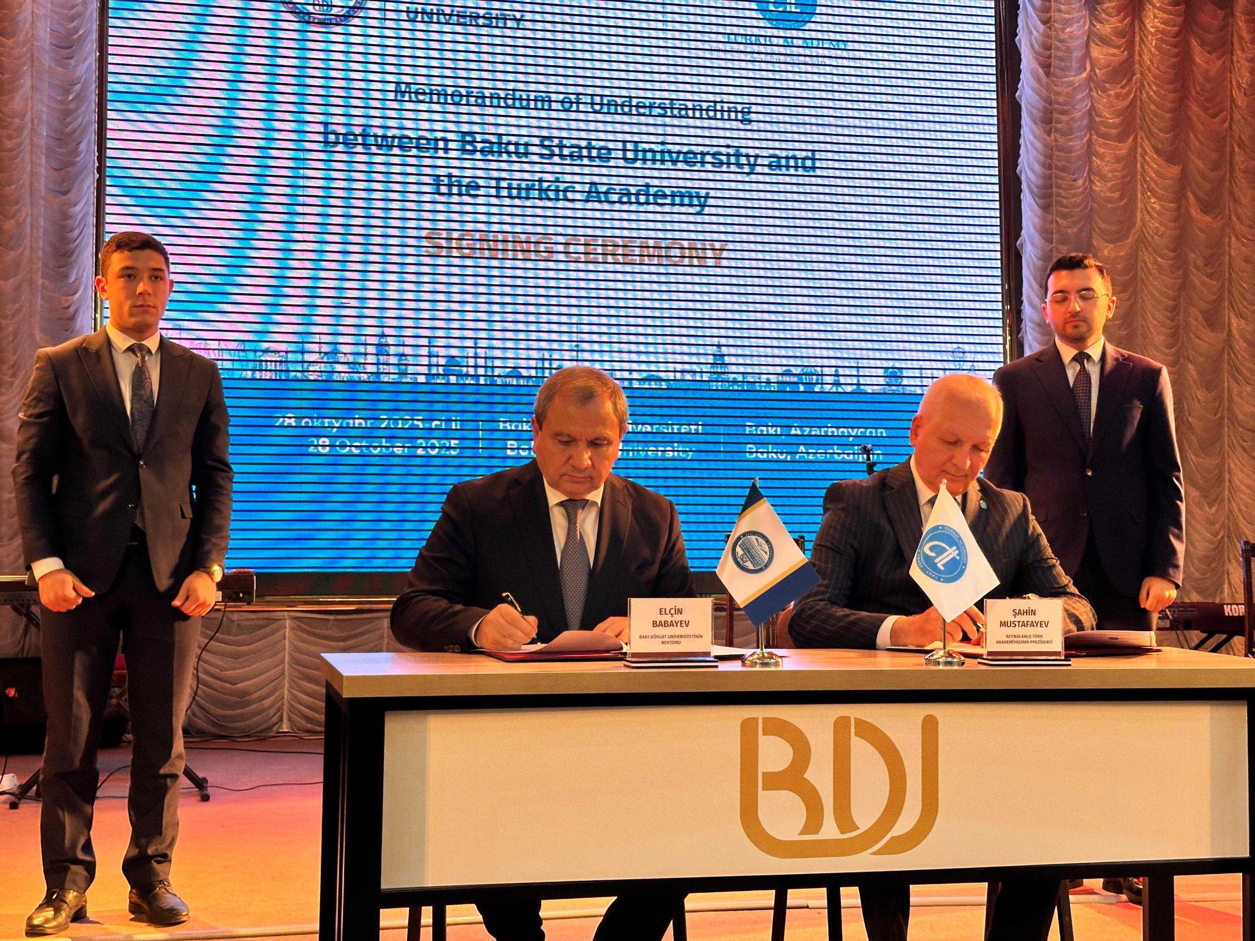 BDU və Beynəlxalq Türk Akademiyası arasında anlaşma memorandumu imzalanıb