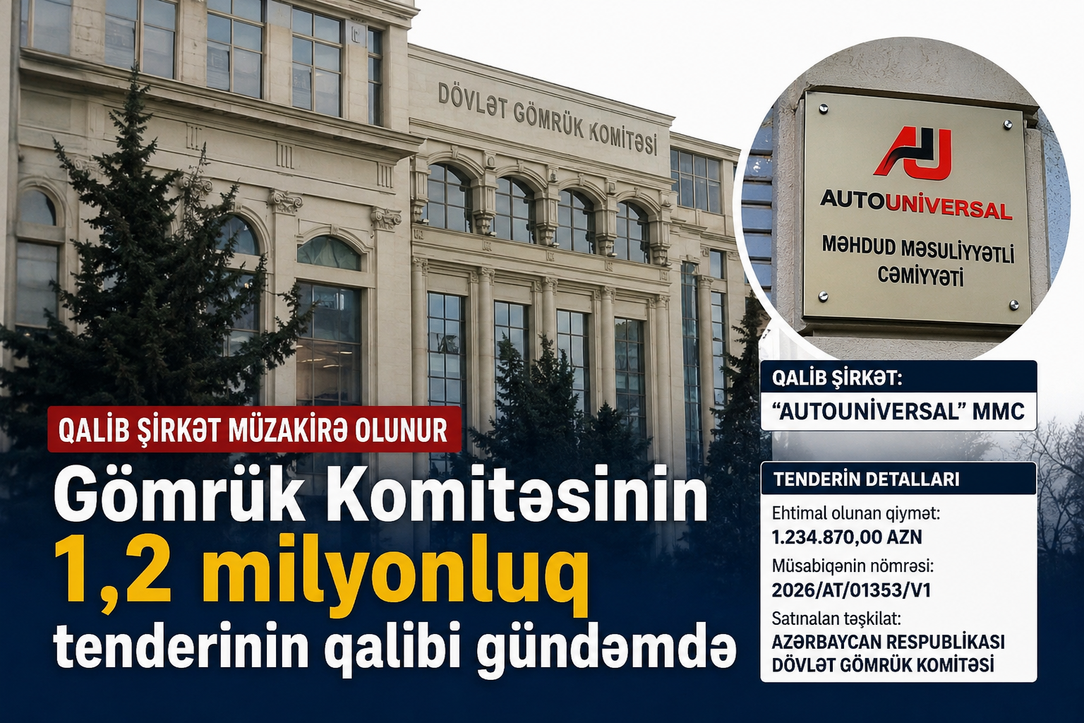Gömrük Komitəsinin 1,2 milyonluq tenderinin qalibi gündəmdə: Vergi borcu iddiaları vardı, hazırda isə borc görünmür