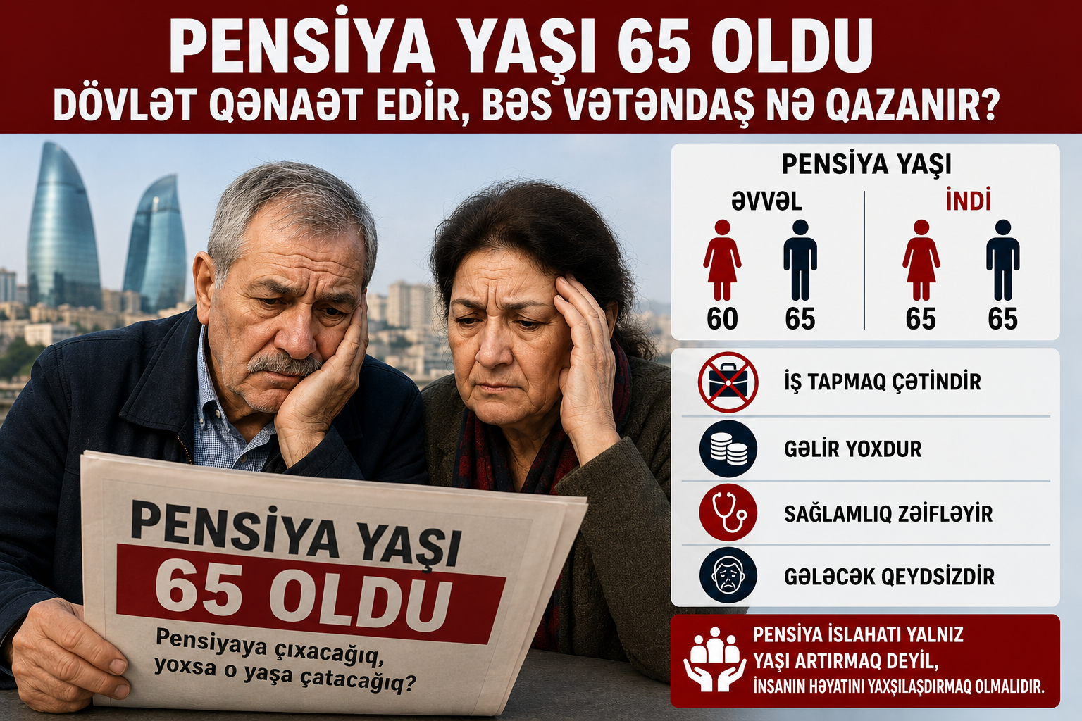 Pensiya yaşı 65 oldu - Dövlət qənaət edir, bəs vətəndaş nə qazanır?