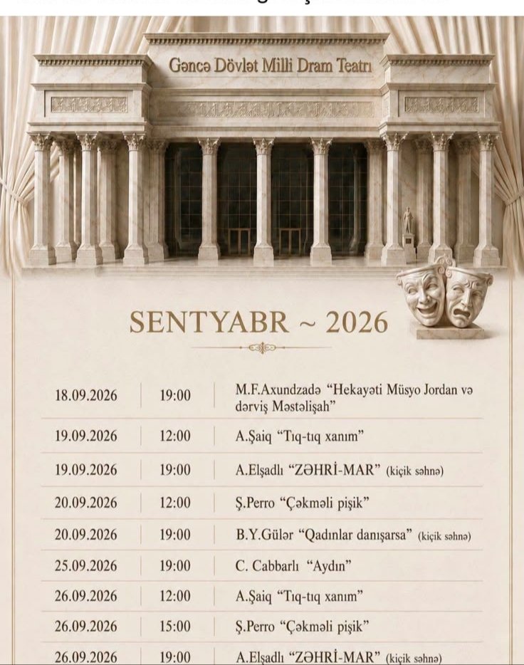 Gəncə Dövlət Milli Dram Teatrı 131-ci mövsümə başlayır