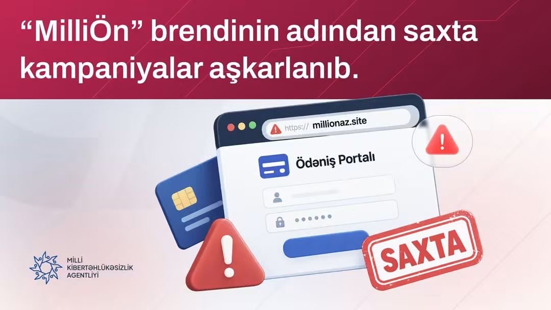 “MilliÖn” brendinin adından istifadə edilməklə həyata keçirilən fişinq kampaniyası aşkarlanıb