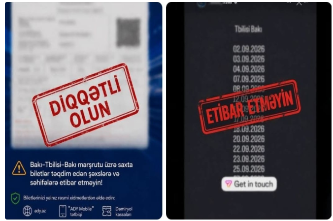 ADY Bakı–Tbilisi–Bakı qatarına saxta bilet satışı ilə bağlı xəbərdarlıq edib