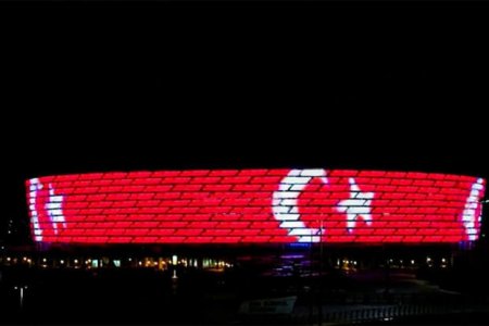 Бакинский олимпийский стадион будет подсвечен в цвета турецкого флага