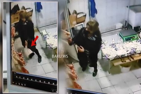 В Баку женщина совершила кражу из мясного магазина - ВИДЕО