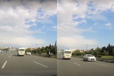 На трассе Баку - Сумгайыт водитель грубо нарушил ПДД - ВИДЕО