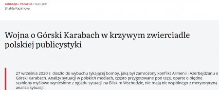 Polşa mediasında Qarabağ münaqişəsinin tarixi aspektlərindən yazılıb