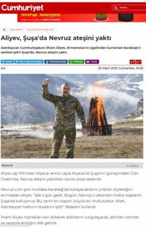 Türkiyə mediası Prezidentin Novruzu Şuşada qeyd etməsindən YAZDI