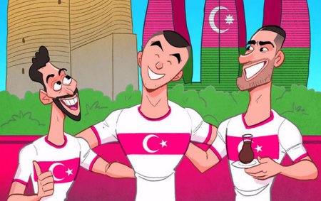 AVRO-2020 çərçivəsində Türkiyə yığmasının Bakı səfəri barədə karikatura çəkildi – FOTO