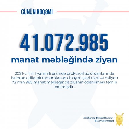 I yarımil ərzində ödənməsi təmin edilən ziyanın məbləği açıqlandı