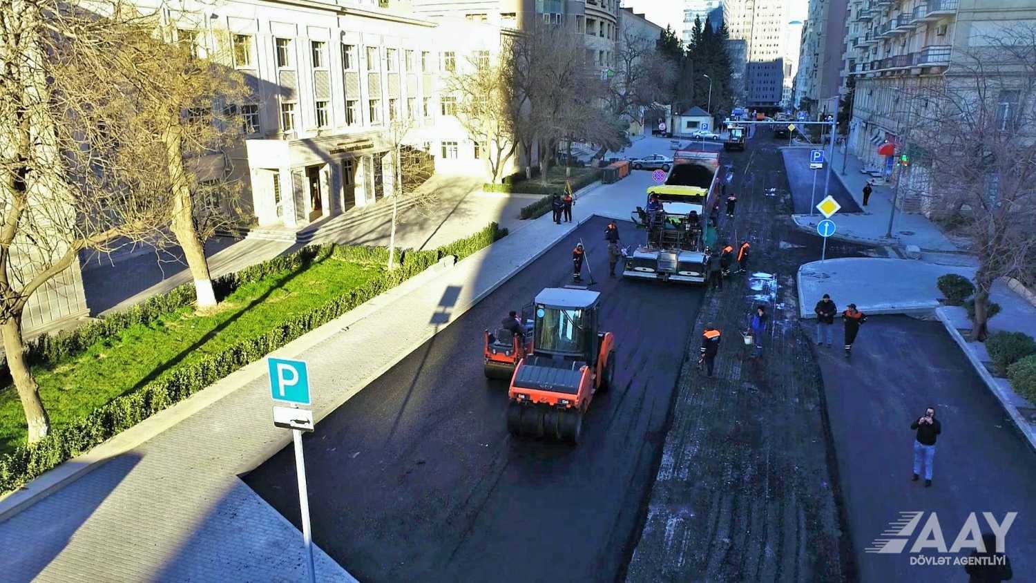 Yasamal rayonu Bəsti Bağırova küçəsində asfaltlanma işləri icra olunur FOTO