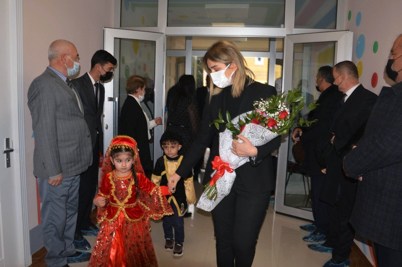 Masallıda Heydər Əliyev Fondunun təşəbbüsü ilə tikilən baxçanın açılışı oldu - Fotolar