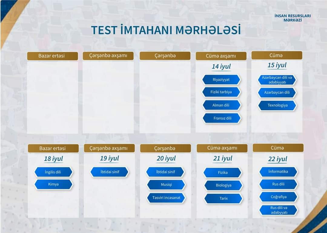 Müəllimlərin işə qəbulu üzrə test imtahanlarına bu tarixdə başlanılır