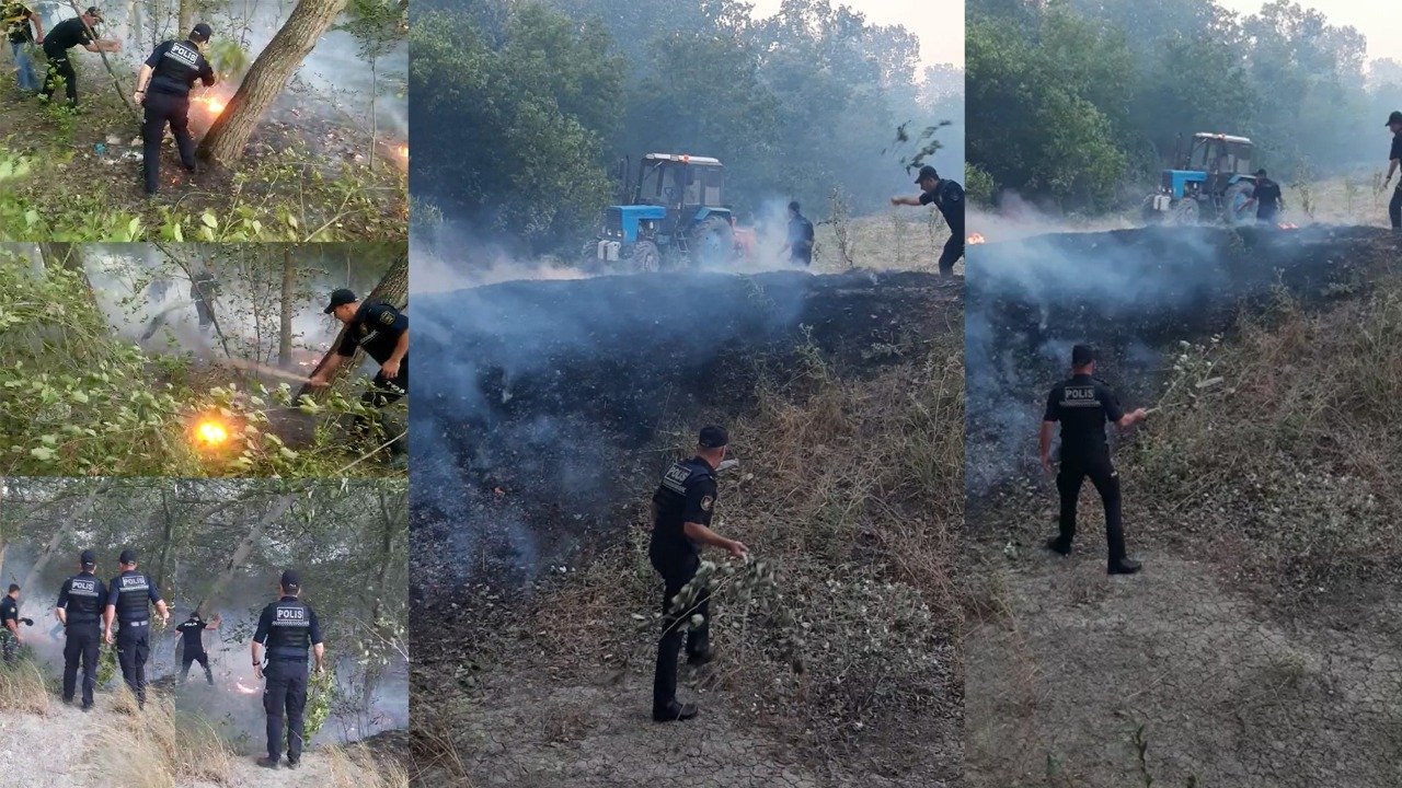 Şabranda baş verən yanğının qarşısının alınmasında polislər yaxından iştirak ediblər