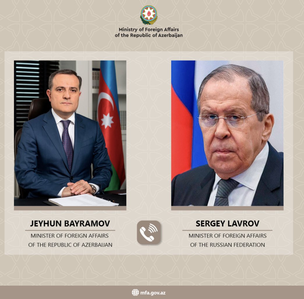 Nazir Ceyhun Bayramov və Rusiya xarici işlər naziri Sergey Lavrov arasında telefon danışığı olub