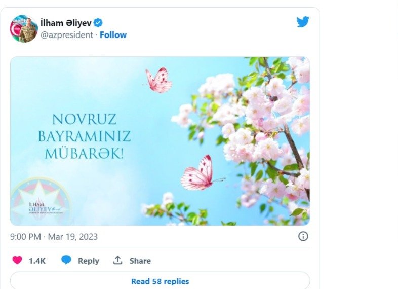 Azərbaycan Prezidentindən Novruz bayramı ilə bağlı paylaşım - FOTO