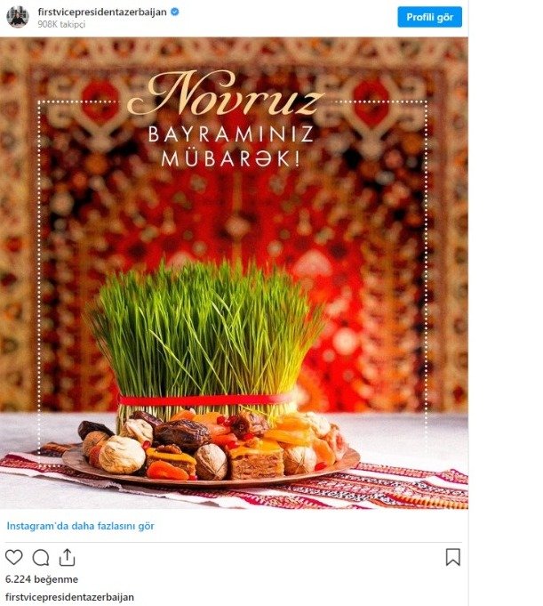 Mehriban Əliyevadan Novruz bayramı paylaşımı