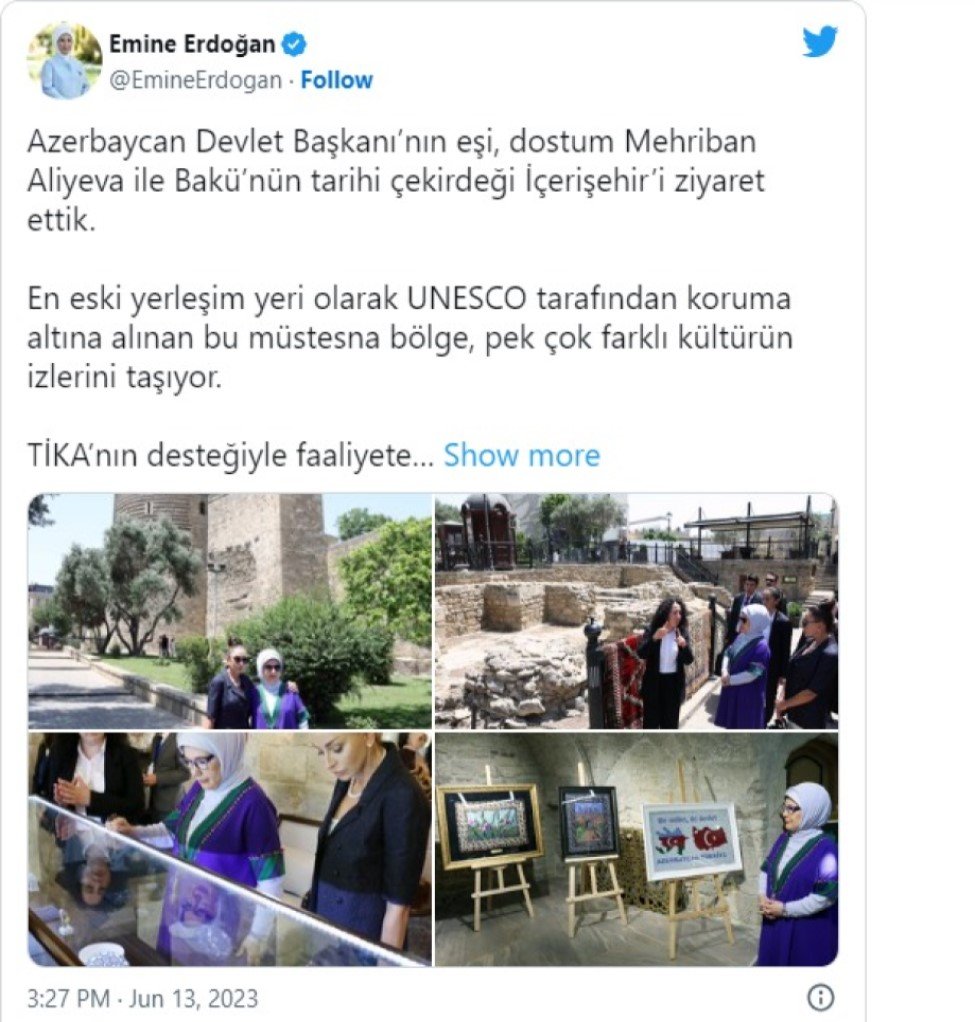 Birinci xanımlar İçərişəhərdə - FOTO (YENİLƏNİB)