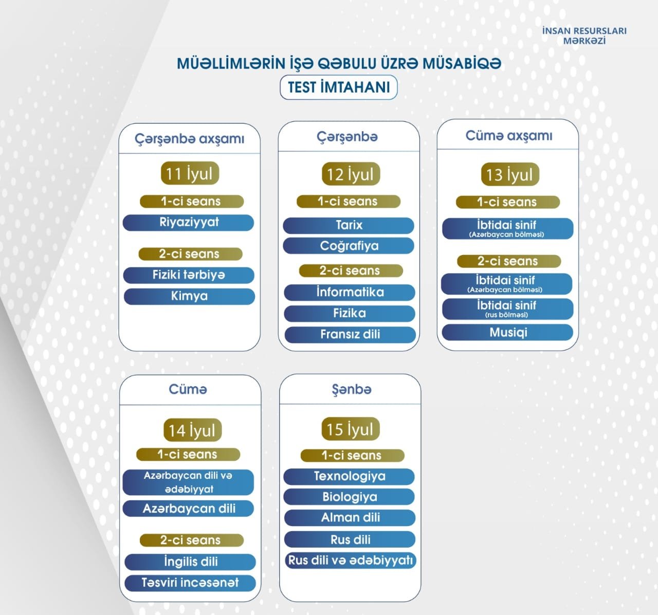 Müəllimlərin işə qəbulu üzrə məlumat namizədlərin şəxsi səhifələrinə göndərilib