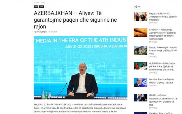 İlham Əliyevin Şuşadakı çıxışı - Dünya mediasında