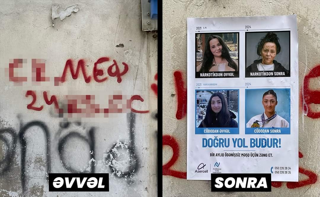 SOS - Divarlara yazılan naməlum teleqram kanallarıyla narkotik satırlar