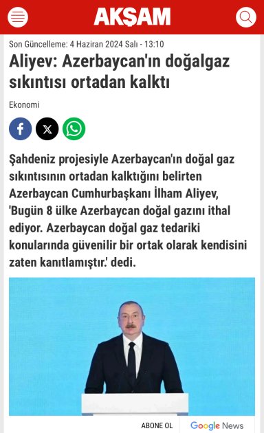 Prezidentin Bakı Enerji Həftəsindəki çıxışı xarici mediada