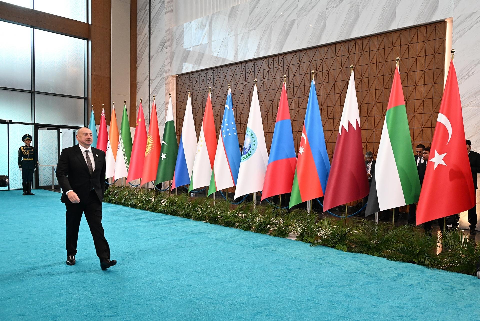 Prezident İlham Əliyev Astanada “ŞƏT plus” formatında keçirilən görüşə gəlib