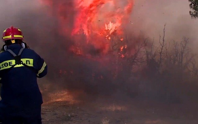 Yunanıstanda meşə yanğınları - Əhali təxliyə edilir - Video