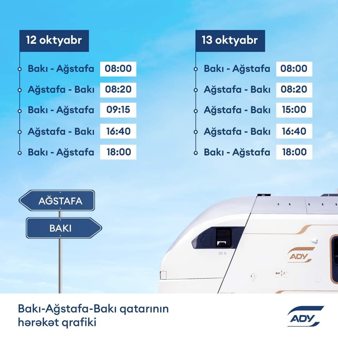 Bakı-Ağstafa-Bakı marşrutu üzrə əlavə qatar reysləri təyin ediləcək