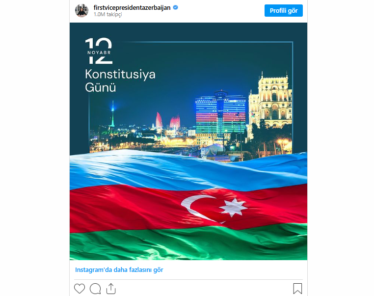 Mehriban Əliyevadan Konstitusiya Günü PAYLAŞIMI