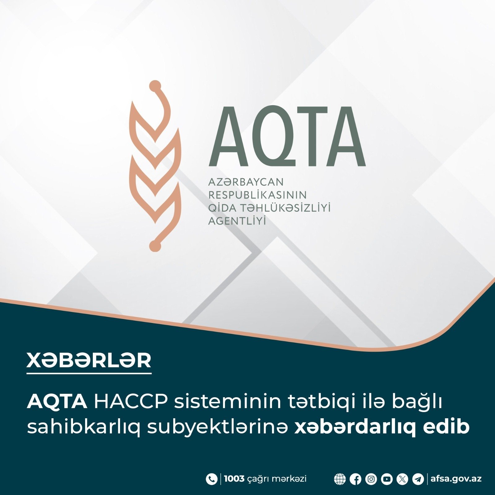 AQTA HACCP sisteminin tətbiqi ilə bağlı sahibkarlıq subyektlərinə xəbərdarlıq edib