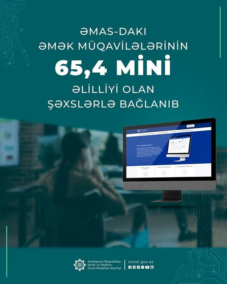 ƏMAS-dakı əmək müqavilələrinin 65,4 mini əlilliyi olan şəxslərlə bağlanıb