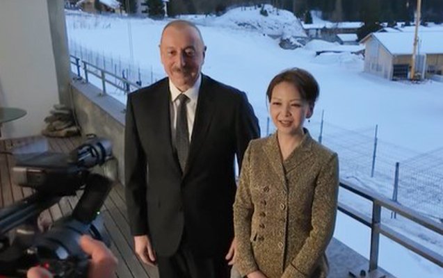 Alp dağlarının fonunda xatirə fotosu - Video