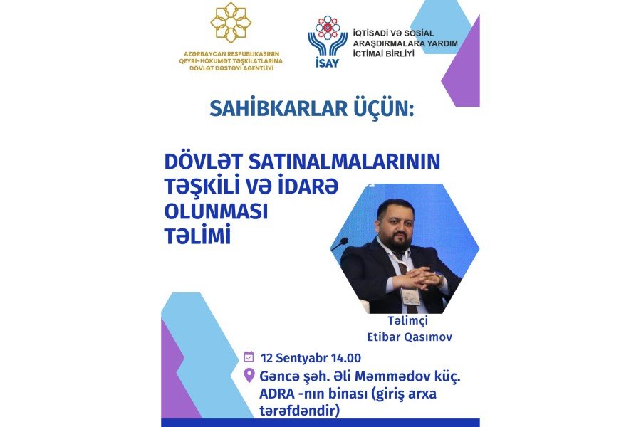 MKOSS-ların dövlət satınalmalarında iştirakının artırılması məqsədilə təlimlərə start verilir - FOTO