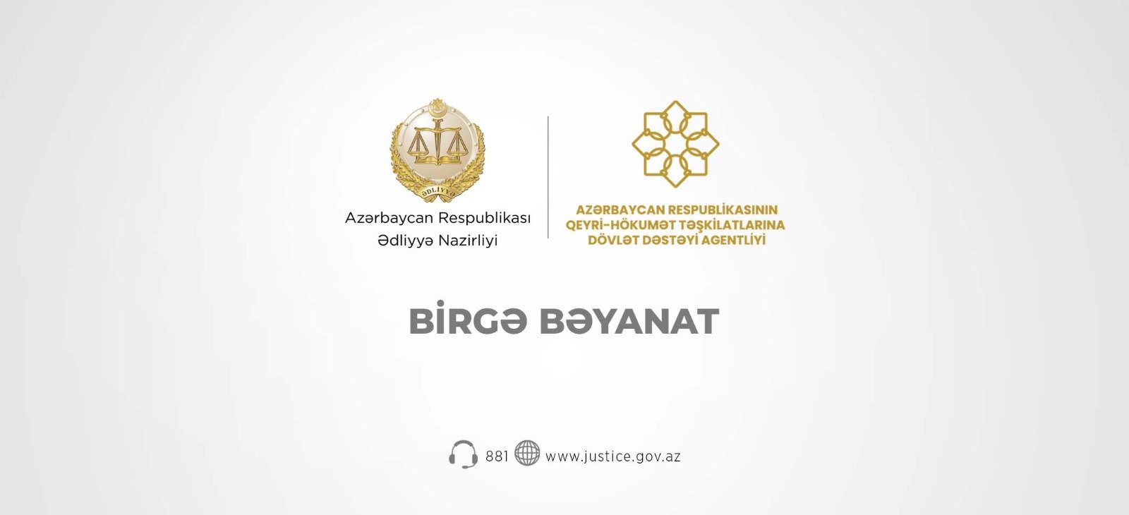 ƏDLİYYƏ NAZİRLİYİ VƏ QHT-LƏRƏ DÖVLƏT DƏSTƏYİ AGENTLİYİNİN BİRGƏ BƏYANAT YAYDI